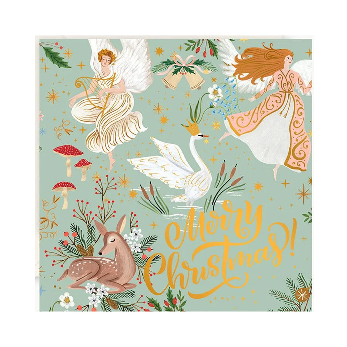 Card Small 'Merry Christmas' Angels