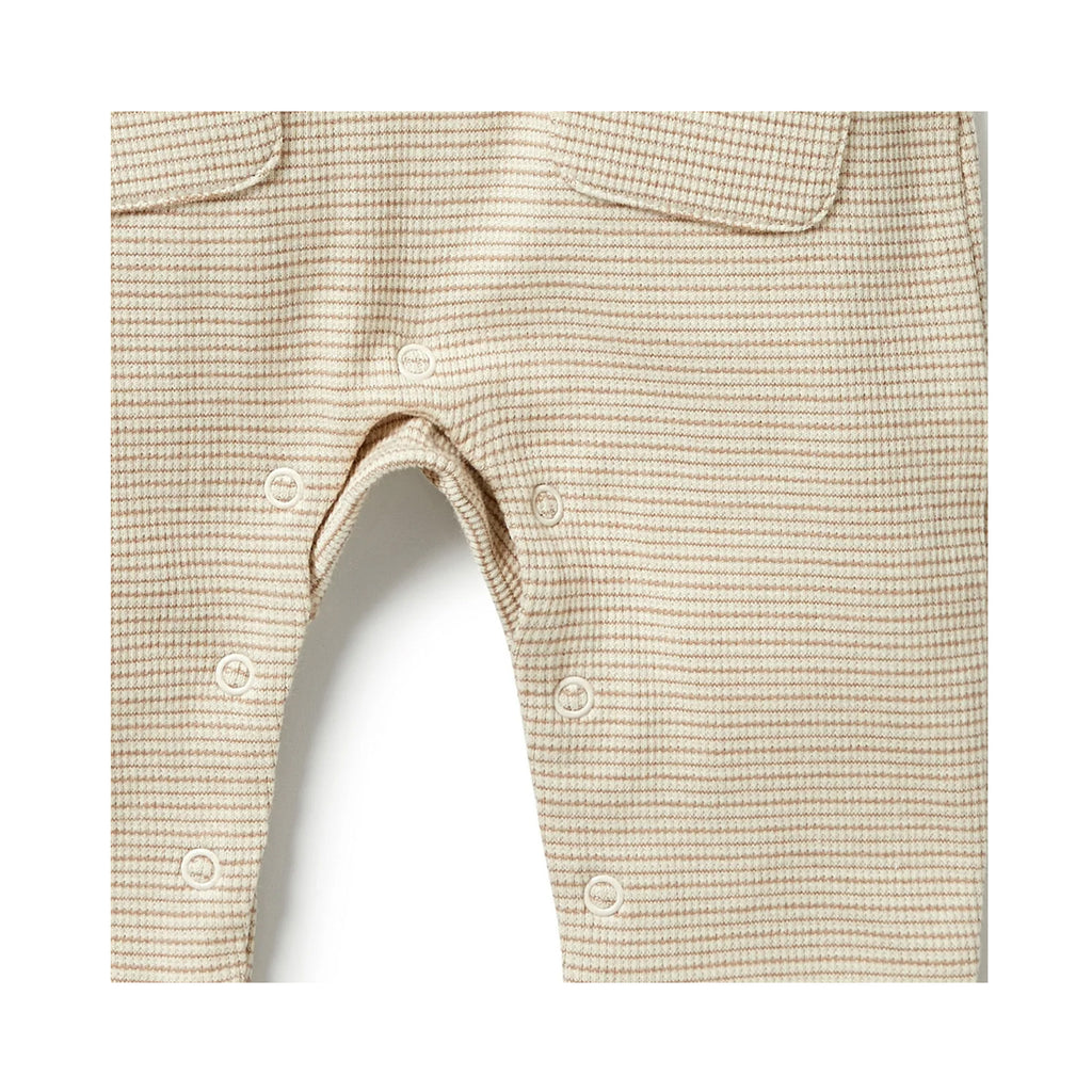 Growsuit Slouch Organic Stripe Rib - Nougat