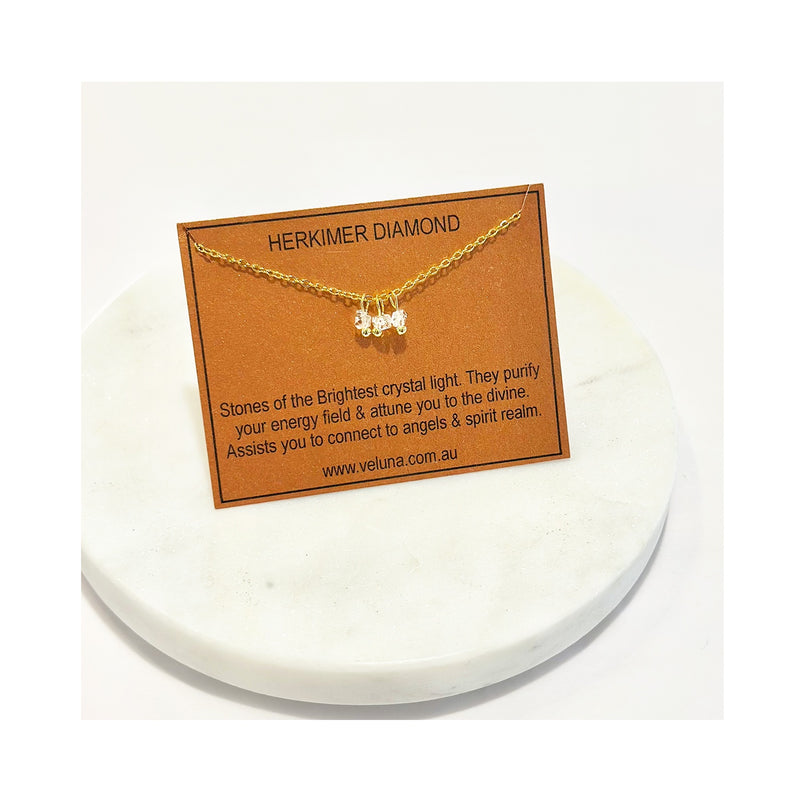 Necklace Golden Age Birthstone April - Herkimer Diamond