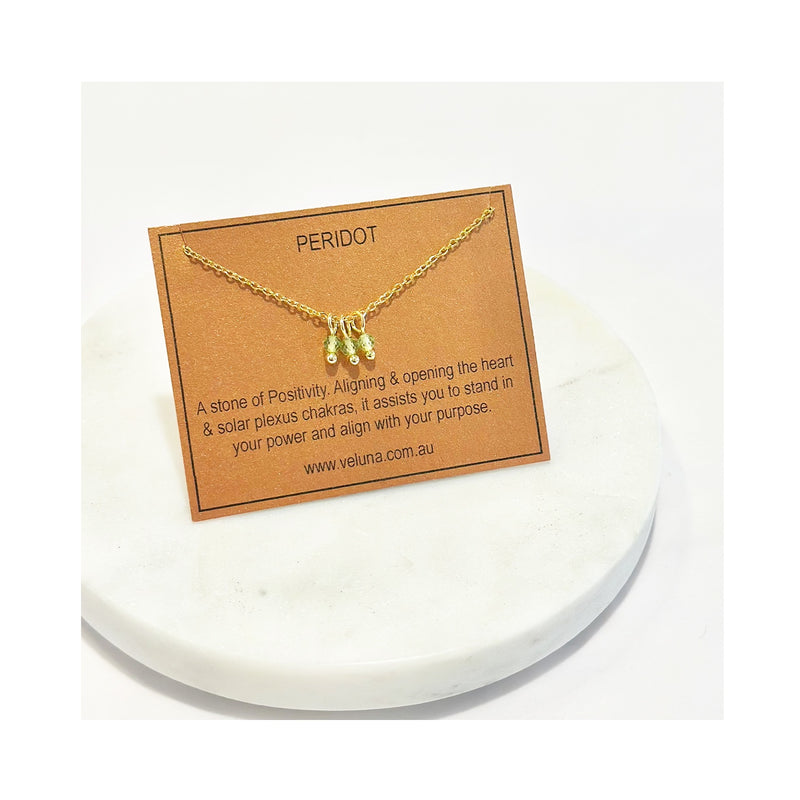 Necklace Golden Age Birthstone August - Peridot