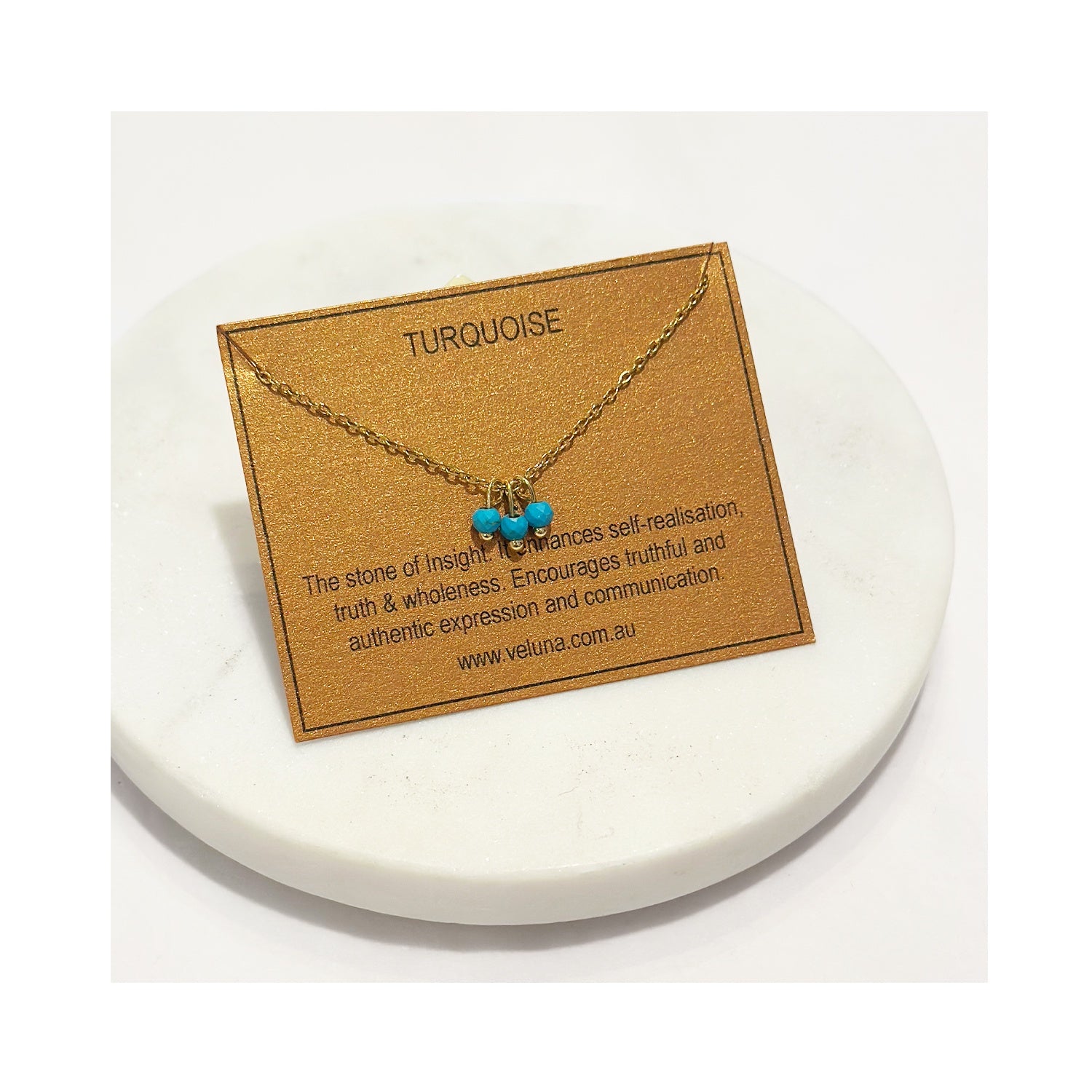 Necklace Golden Age Birthstone December - Turquoise