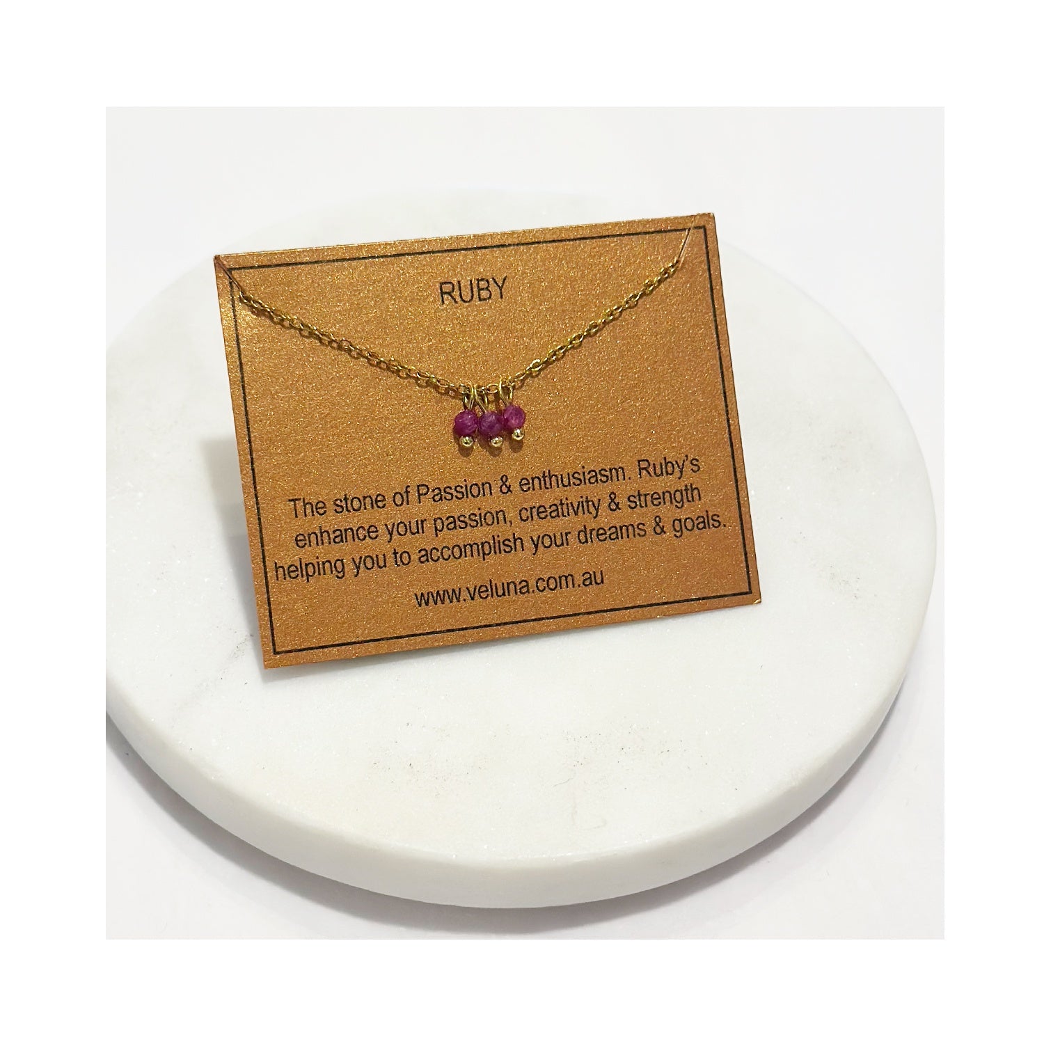 Necklace Golden Age Birthstone July - Ruby