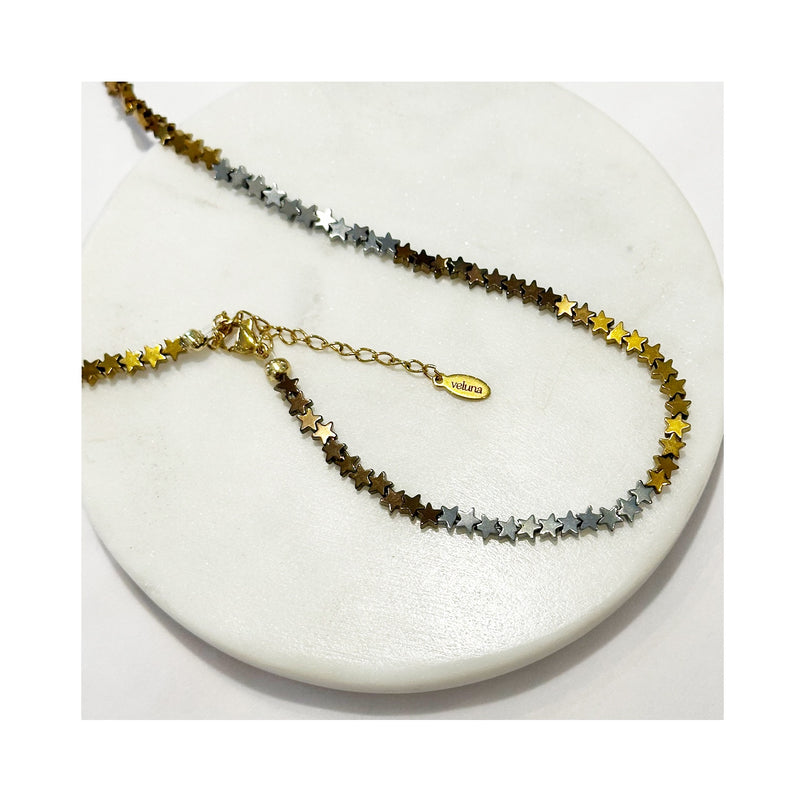 Necklace The Stars & Moon - Hematite Stars