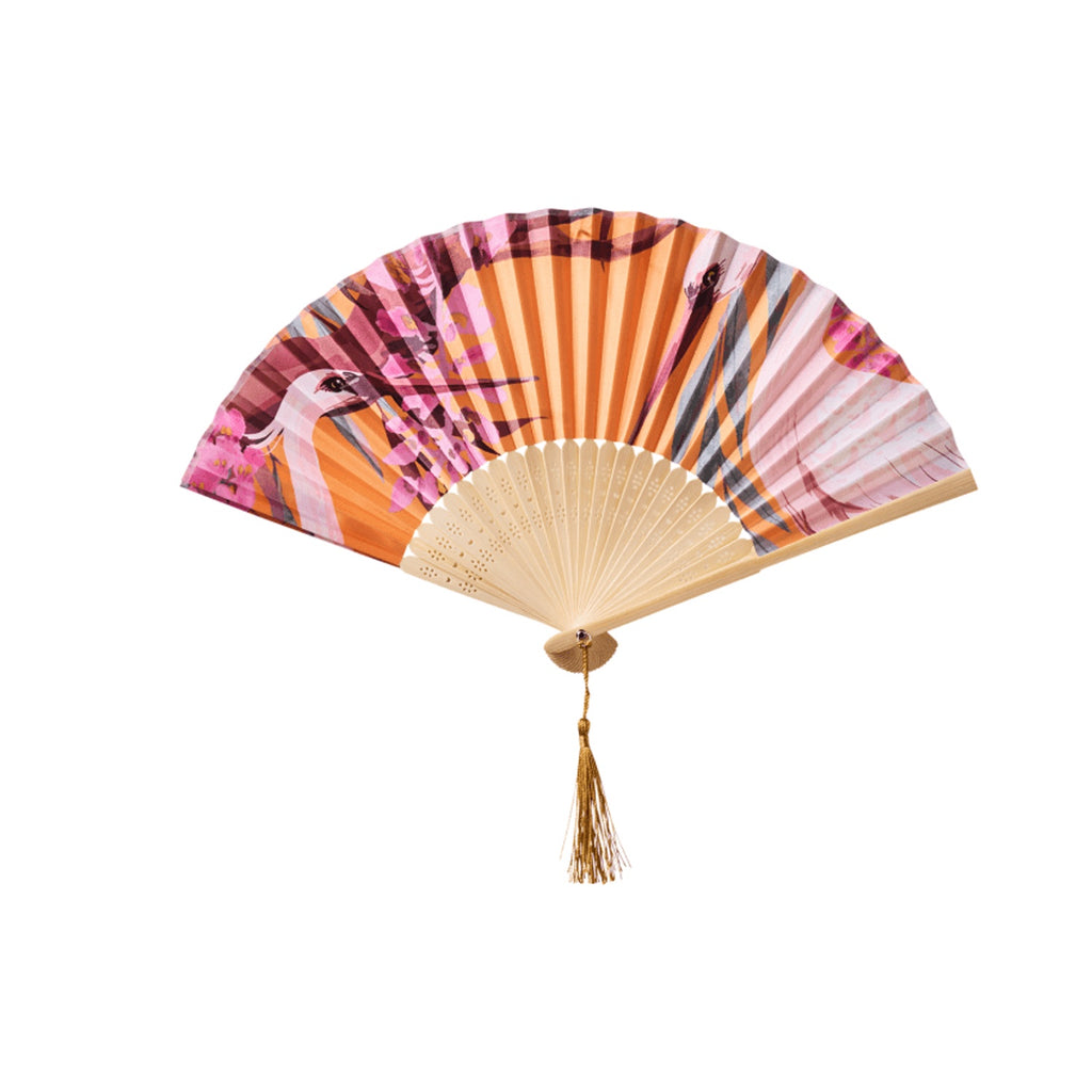 Fan Satin Oriental Crane