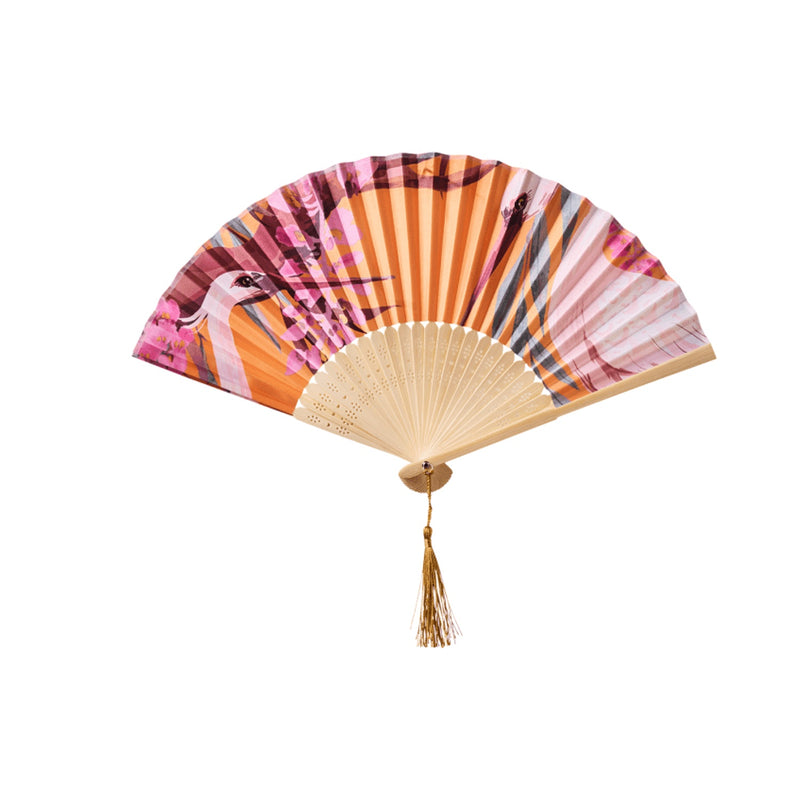 Fan Satin Oriental Crane