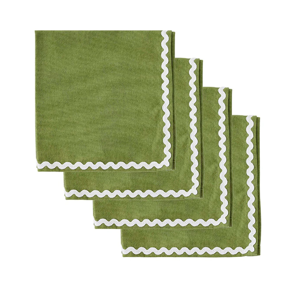 Napkins Set 4 Orla - Olive/Ivory