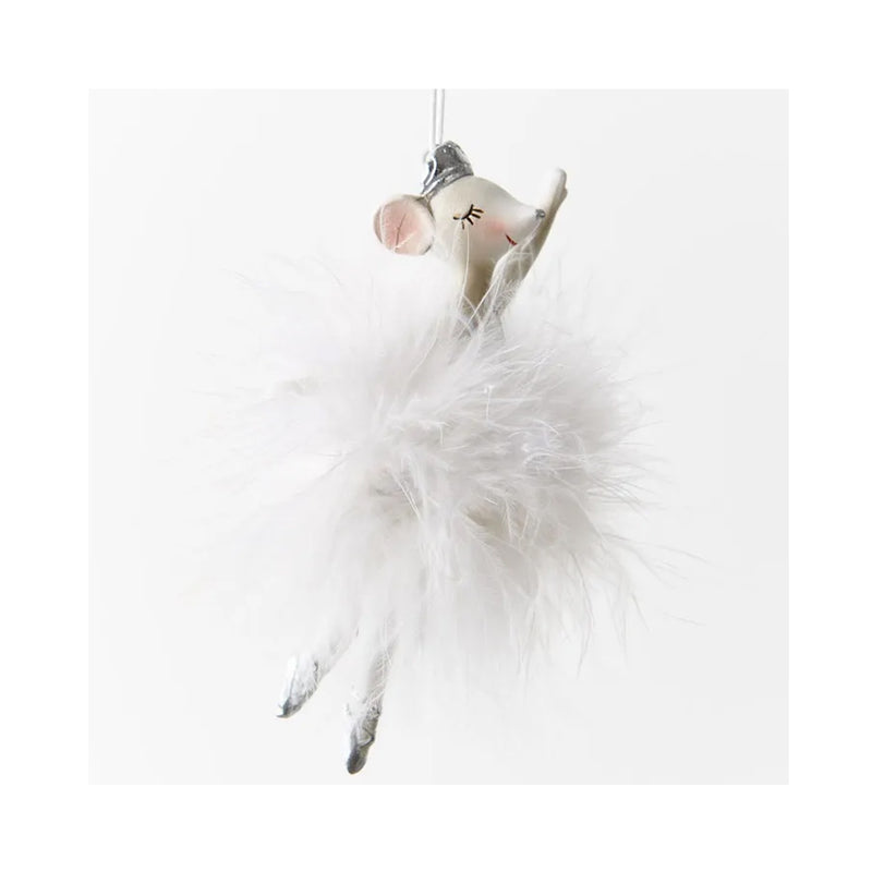 Ornament Mouse Ballerina - White