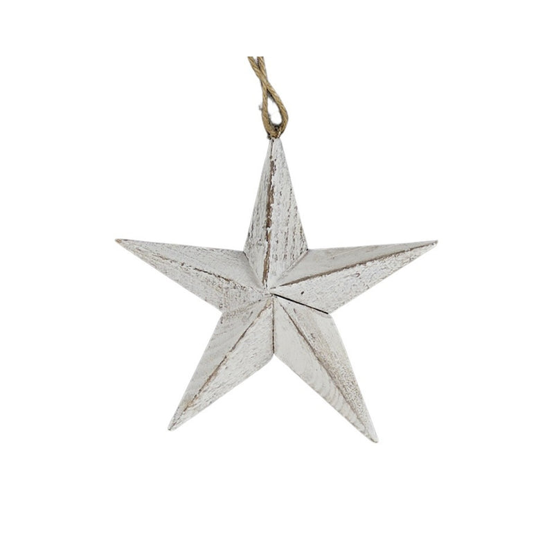 Ornament Star Deco Wood 17cm - White