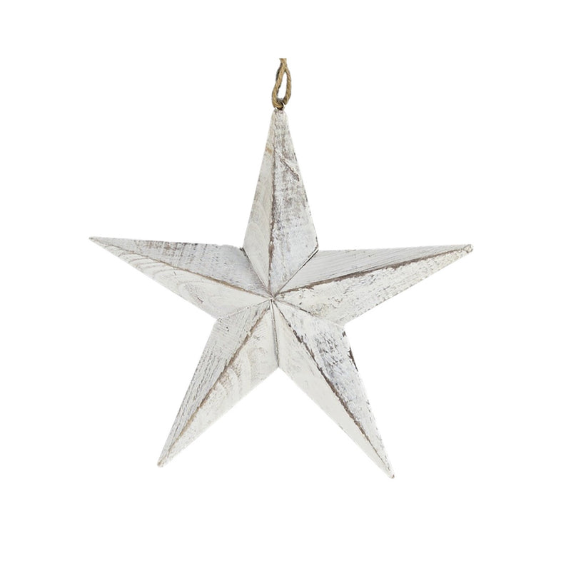 Ornament Star Deco Wood 23cm - White