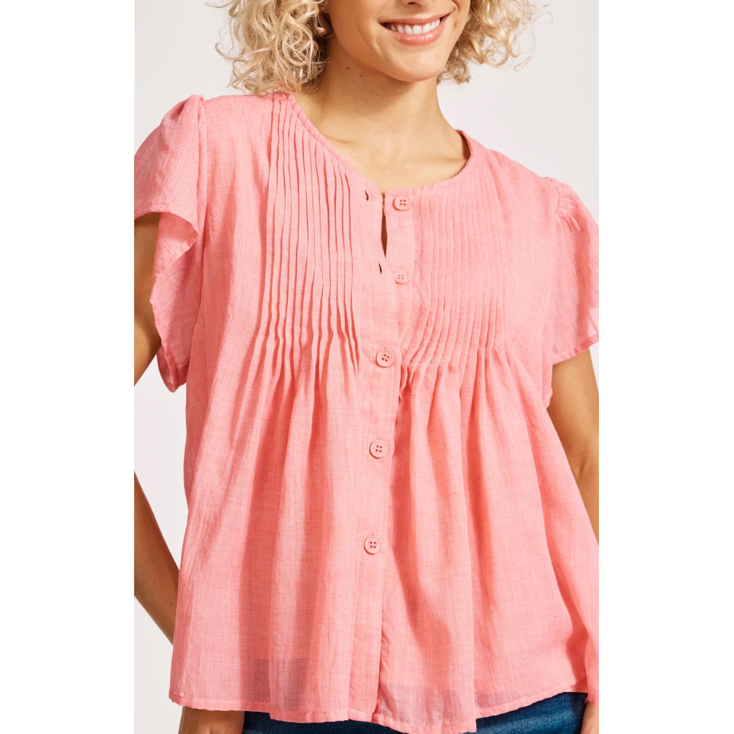 Top Orsula Button - Cameo
