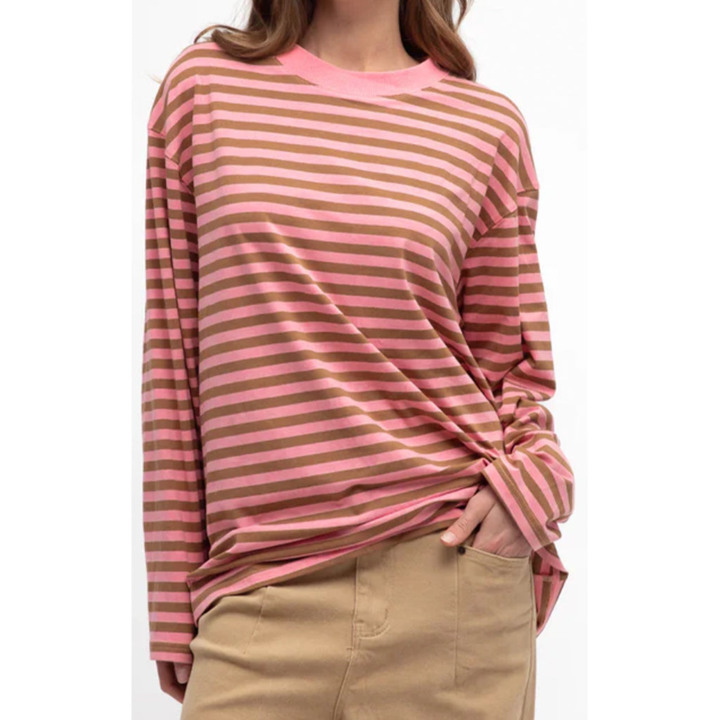 Top Maddie Long Sleeve Tee - Pink & Bronze