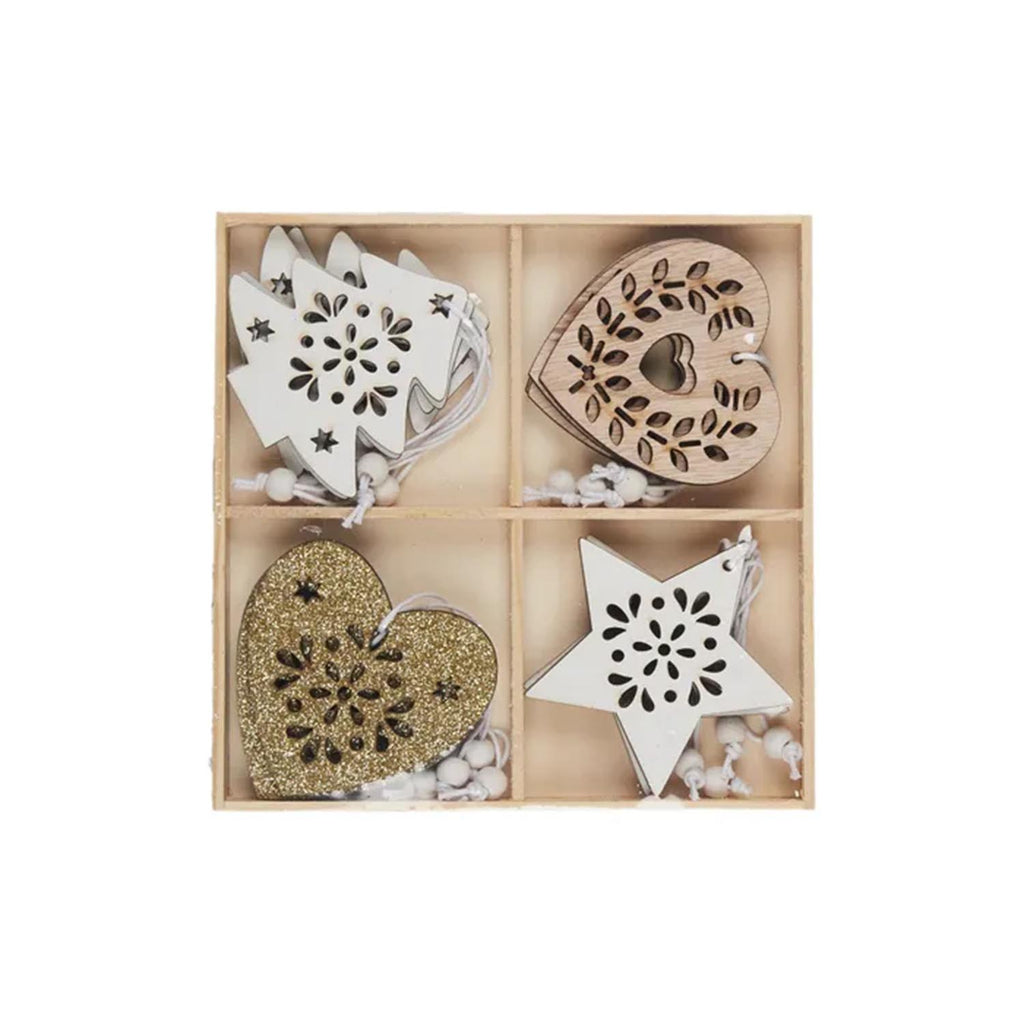 S/16 Xmas Box Wood 15x15cm Multi