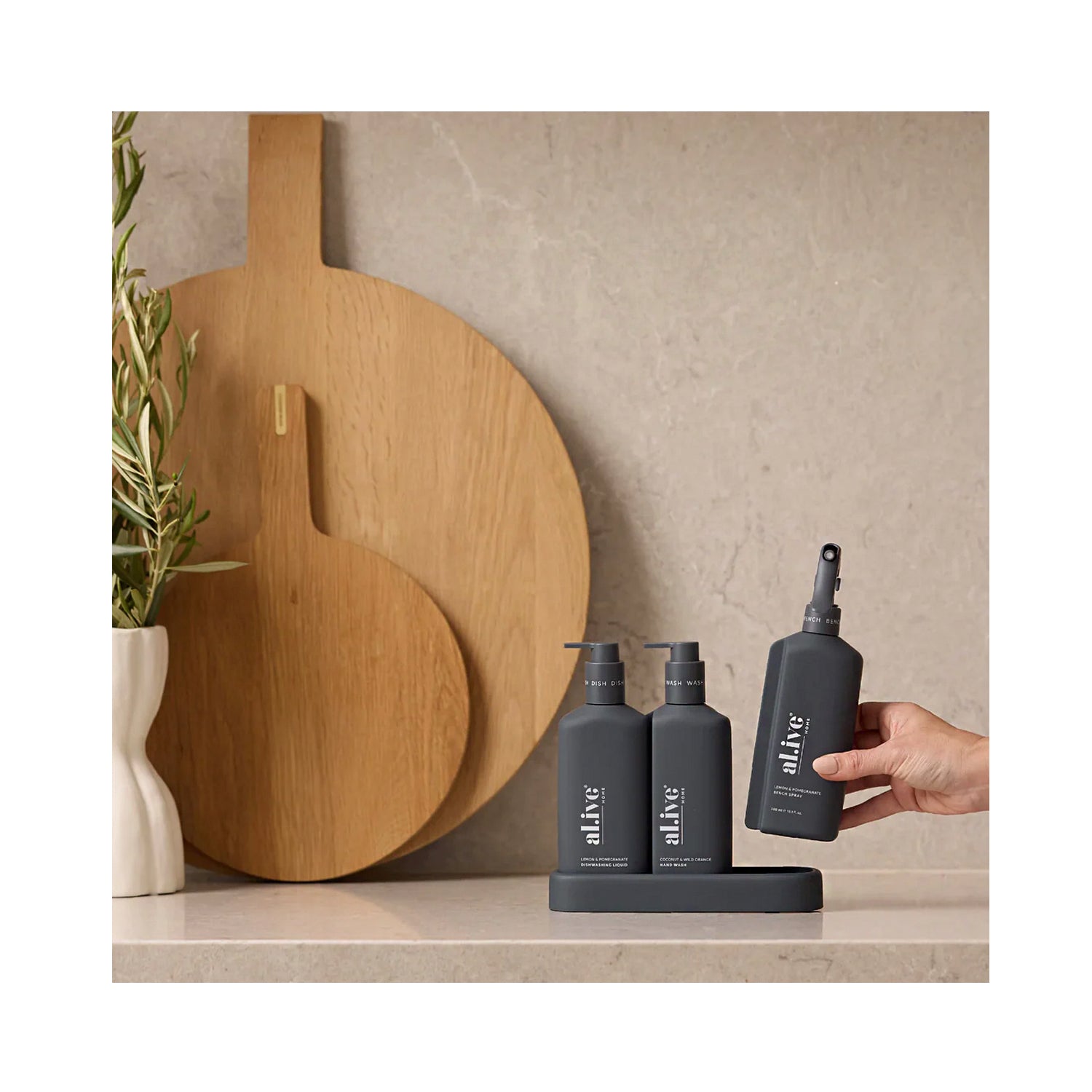 Kitchen Trio Dishwashing Liquid, Hand Wash & Bench Spray - Blue