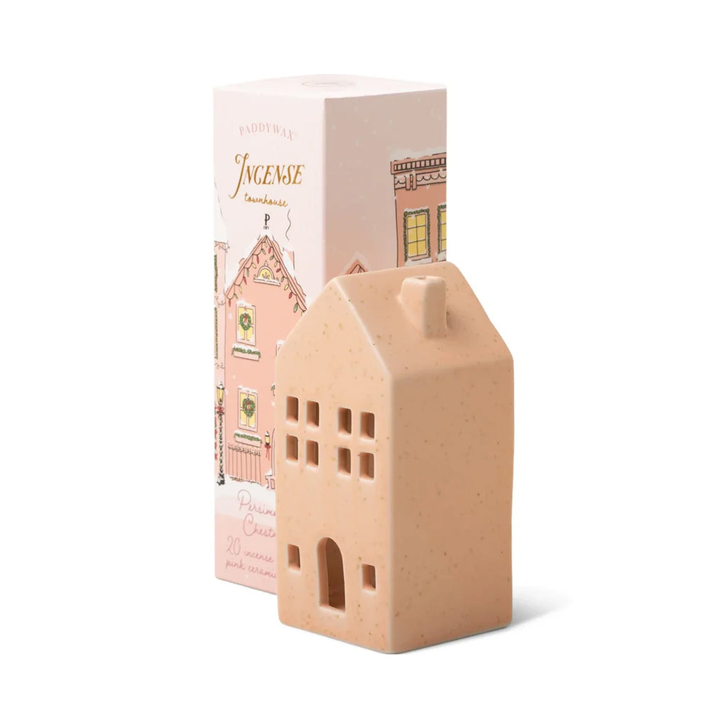 Incense Cones & Pink ceramic Townhouse - Persimmon Chestnut