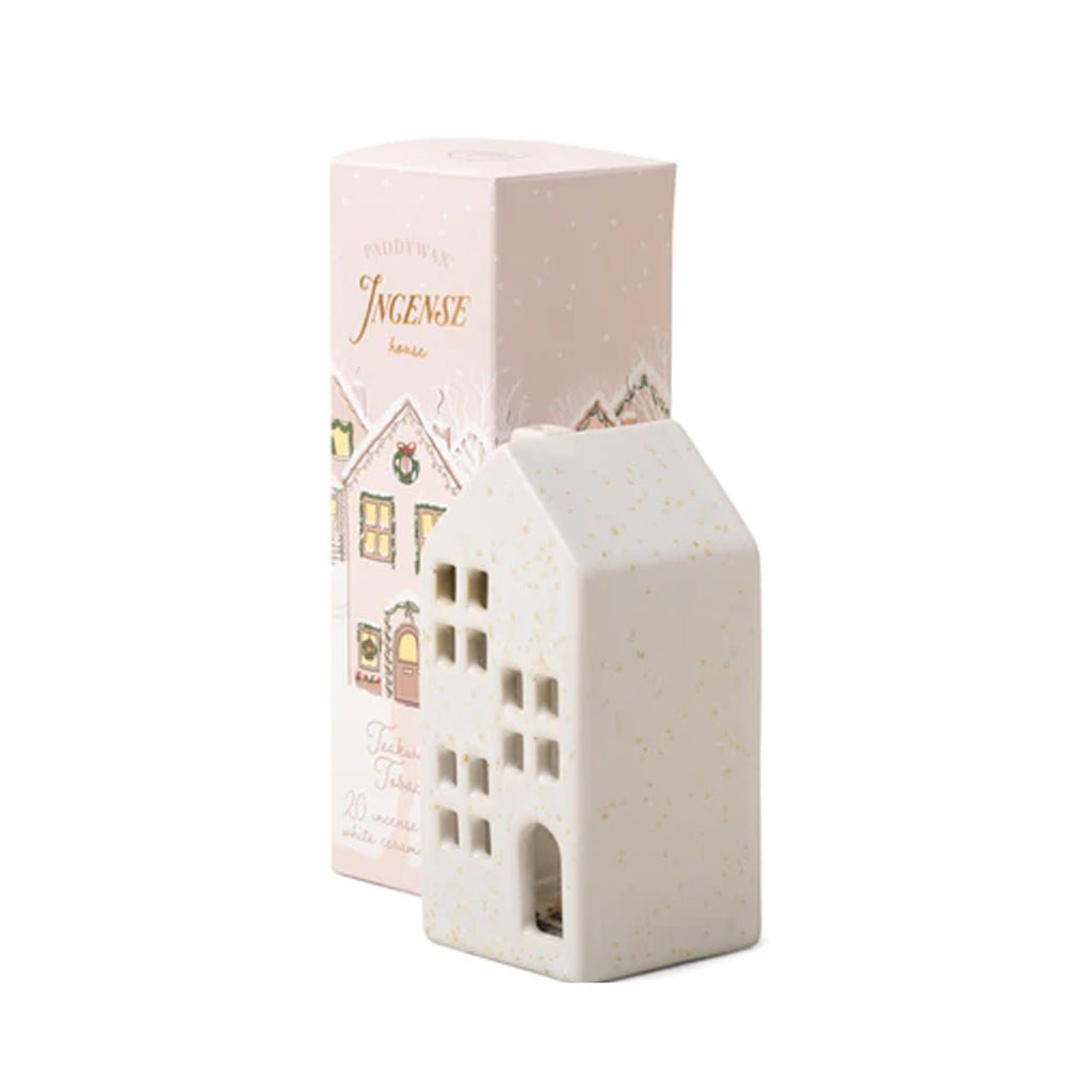 Incense Cones & White Ceramic House - Teakwood Tobacco