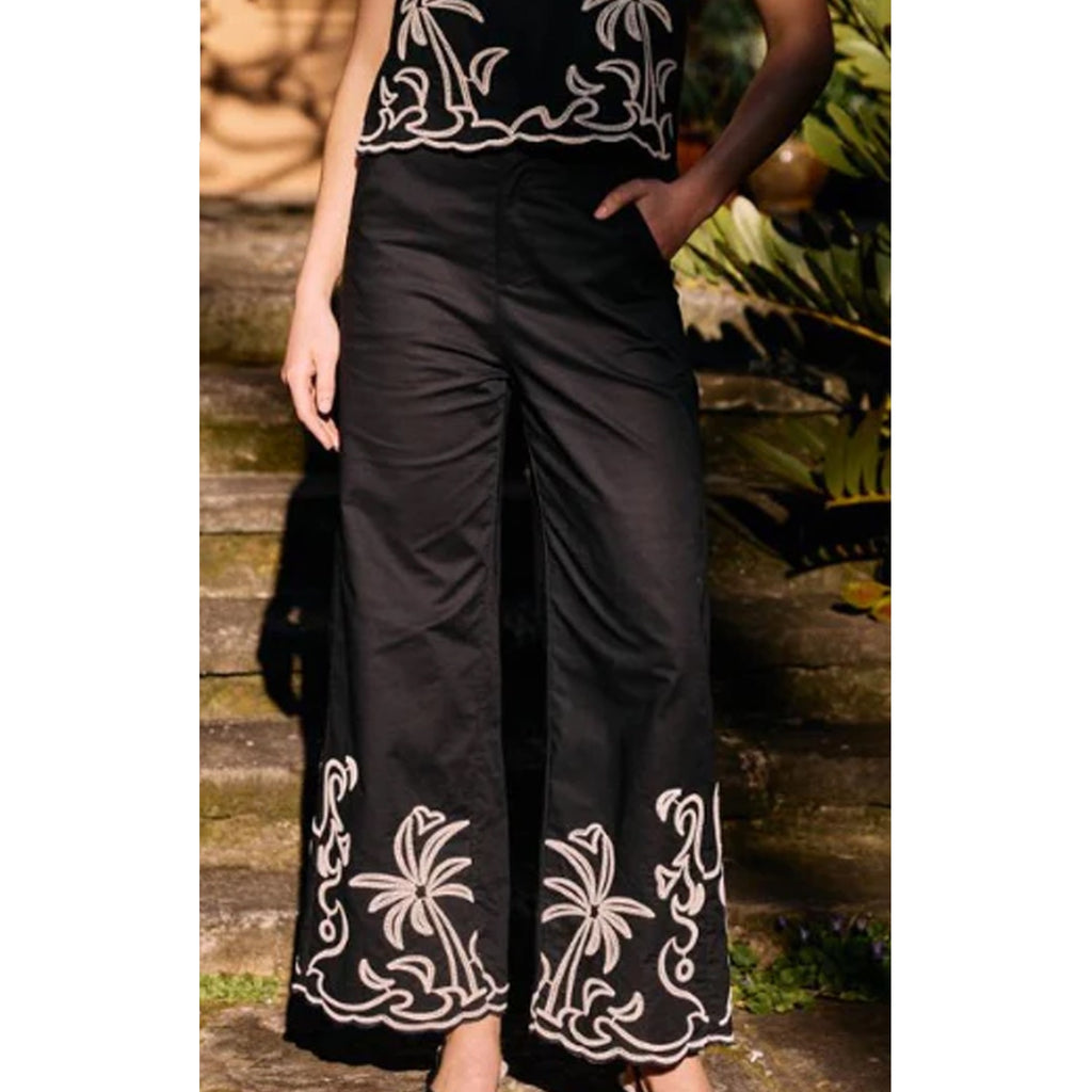 Pant Palm Embroidery - Black
