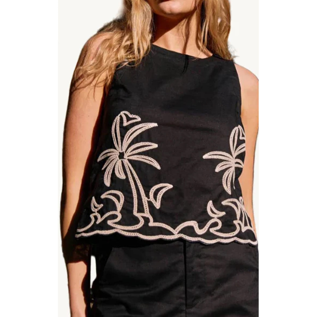 Top Palm Embroidery - Black