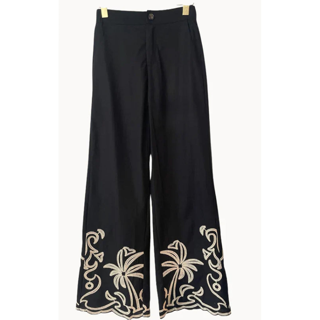 Pant Palm Embroidery - Black