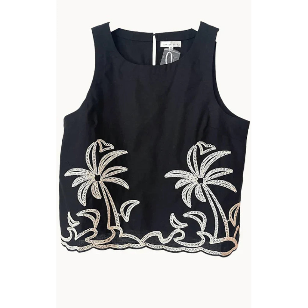 Top Palm Embroidery - Black