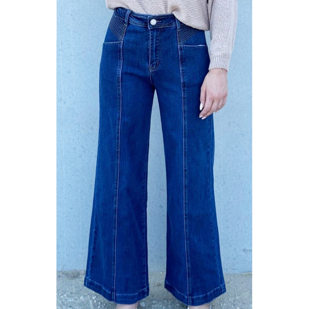 Pant Stitched Panel Jeans - Dark Wash