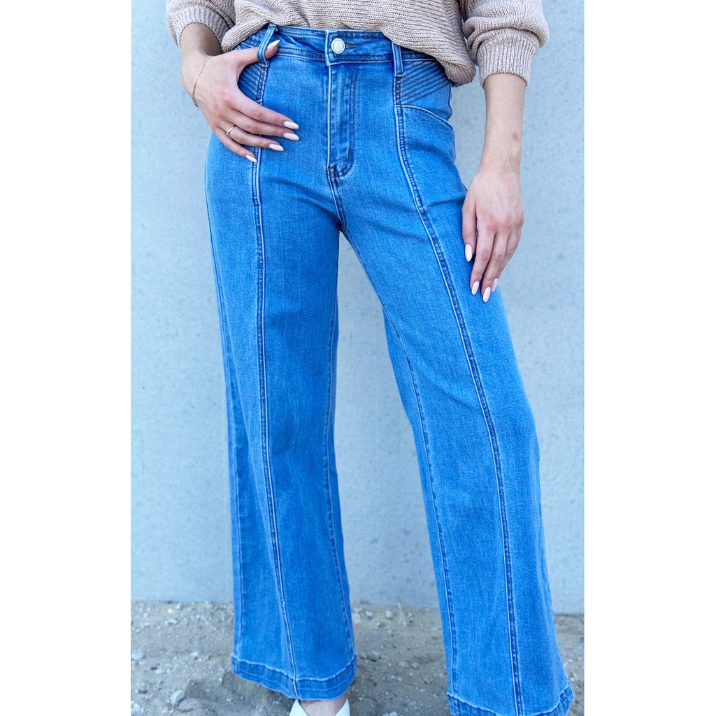 Pant Stitched Panel Jeans - Light Wash