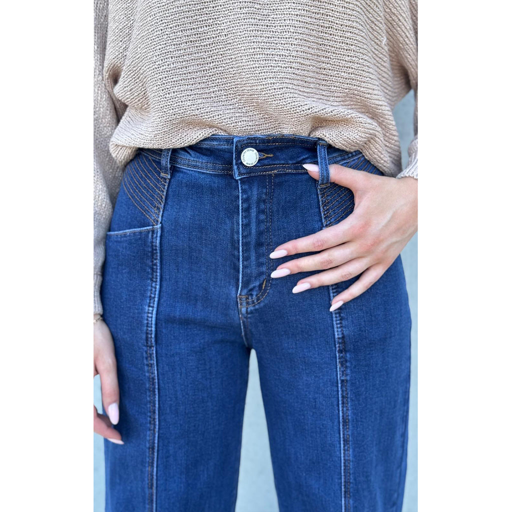 Pant Stitched Panel Jeans - Dark Wash