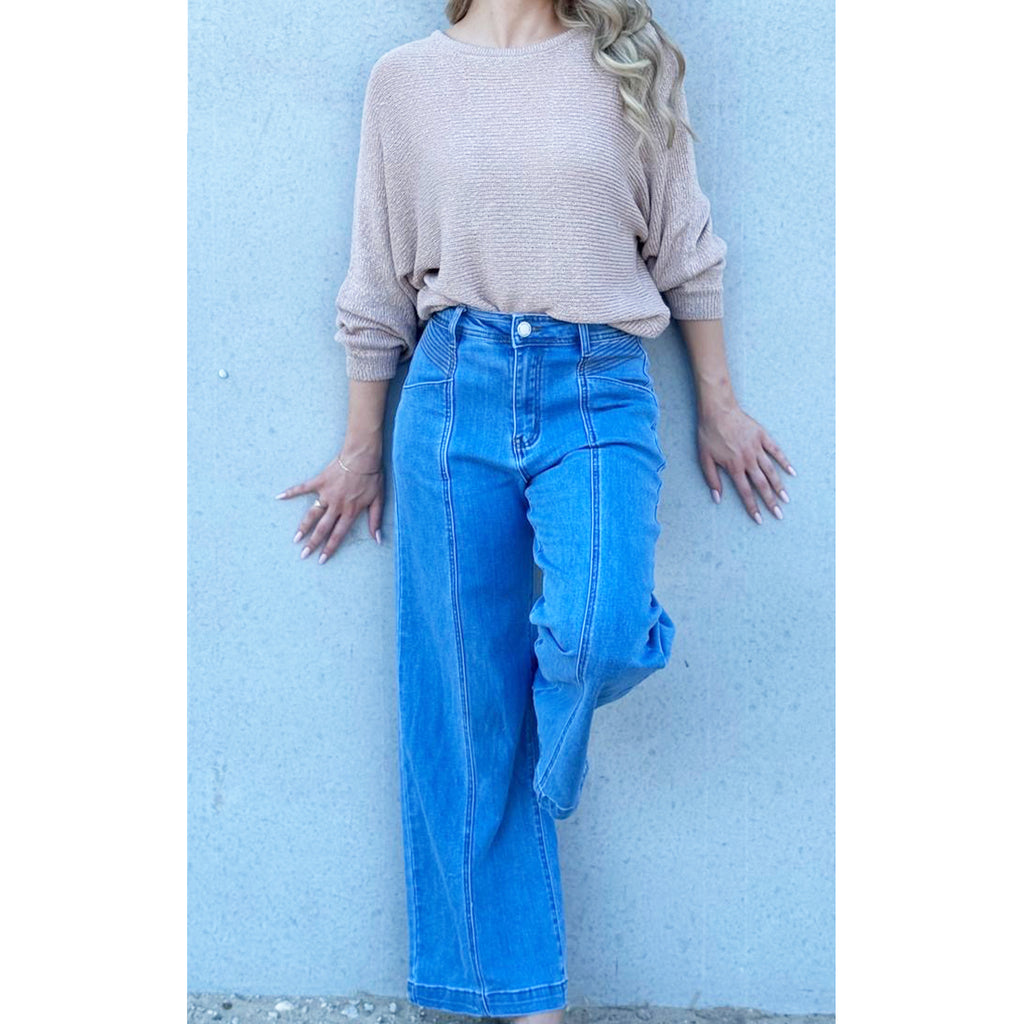 Pant Stitched Panel Jeans - Light Wash