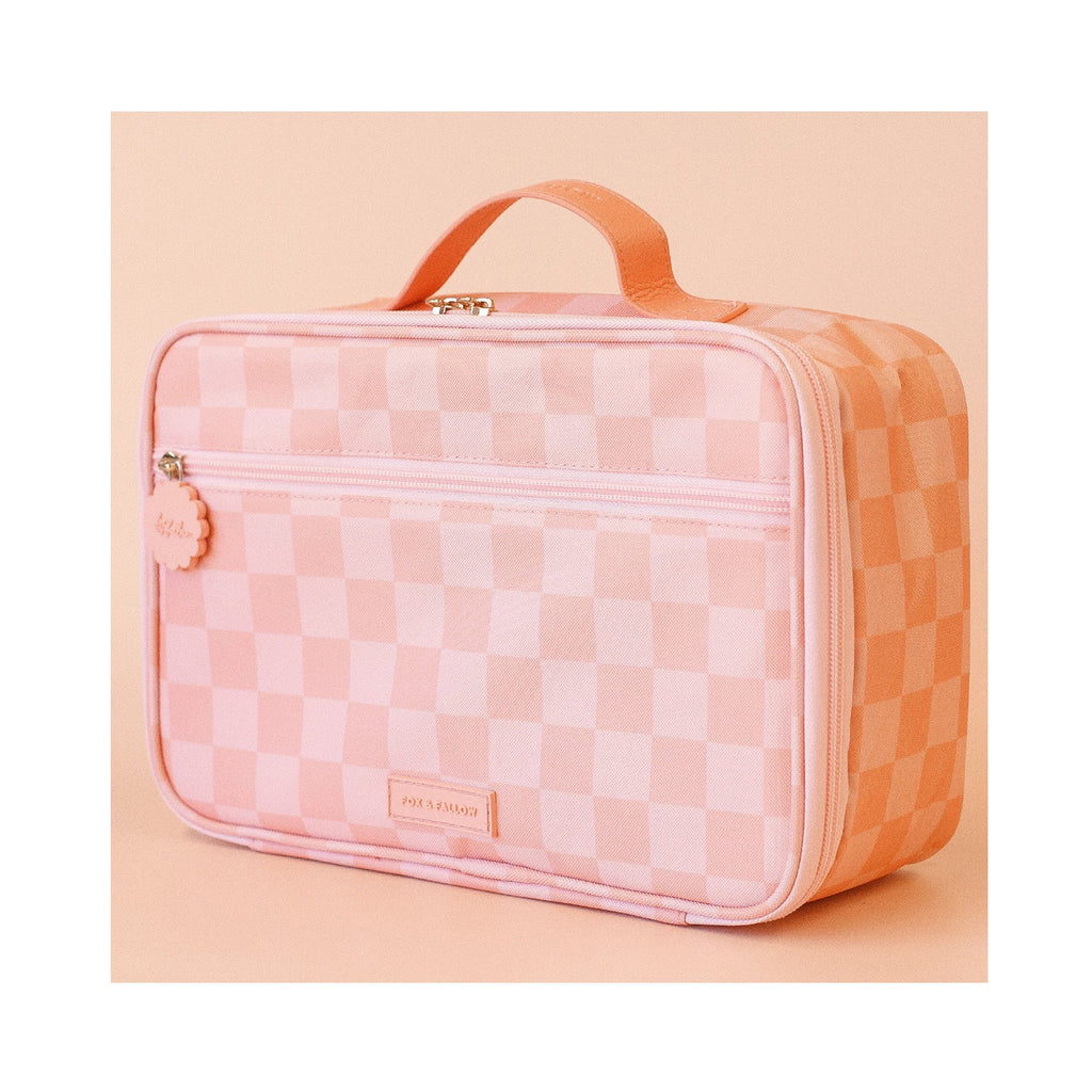 Lunch Bag Large - Peach Check