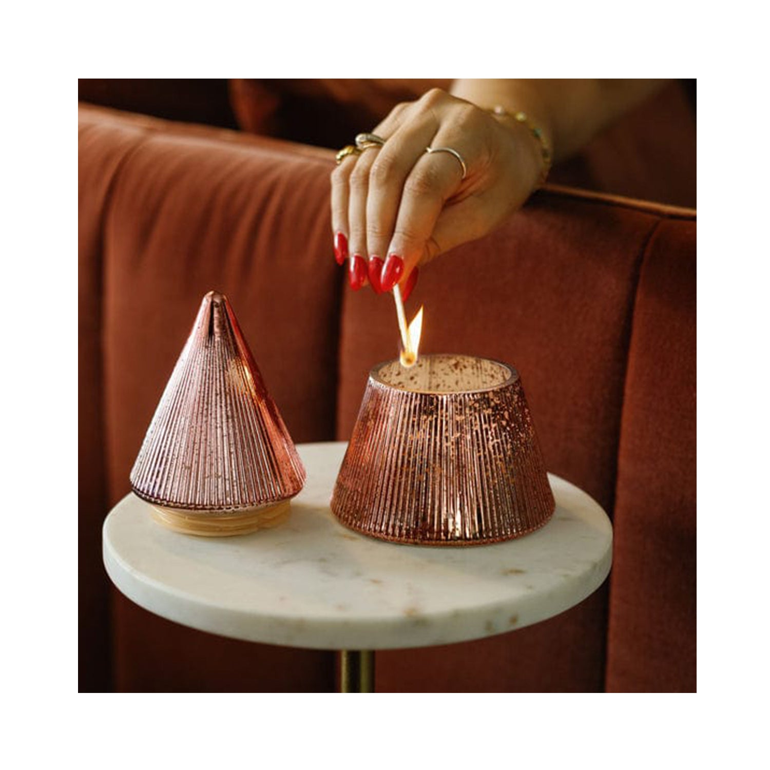 Candle Xmas Tree Gold - Cypress & Fir