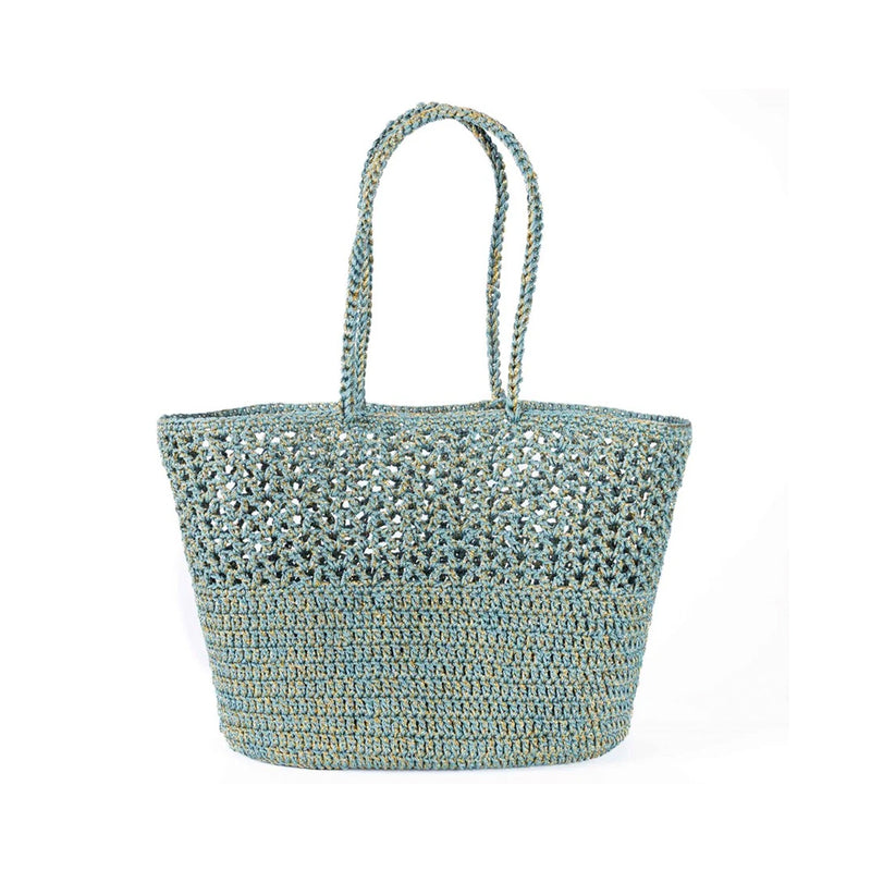 Basket Crochet Romy - Celadon & Gold
