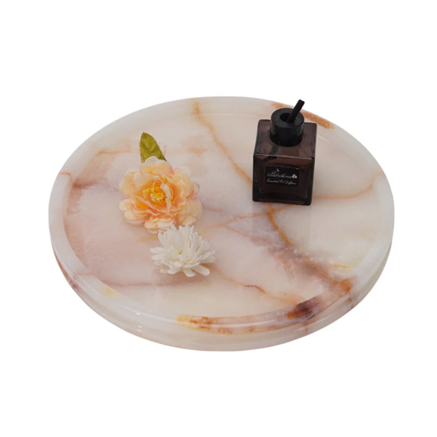 Tray Marble Round - White Onyx