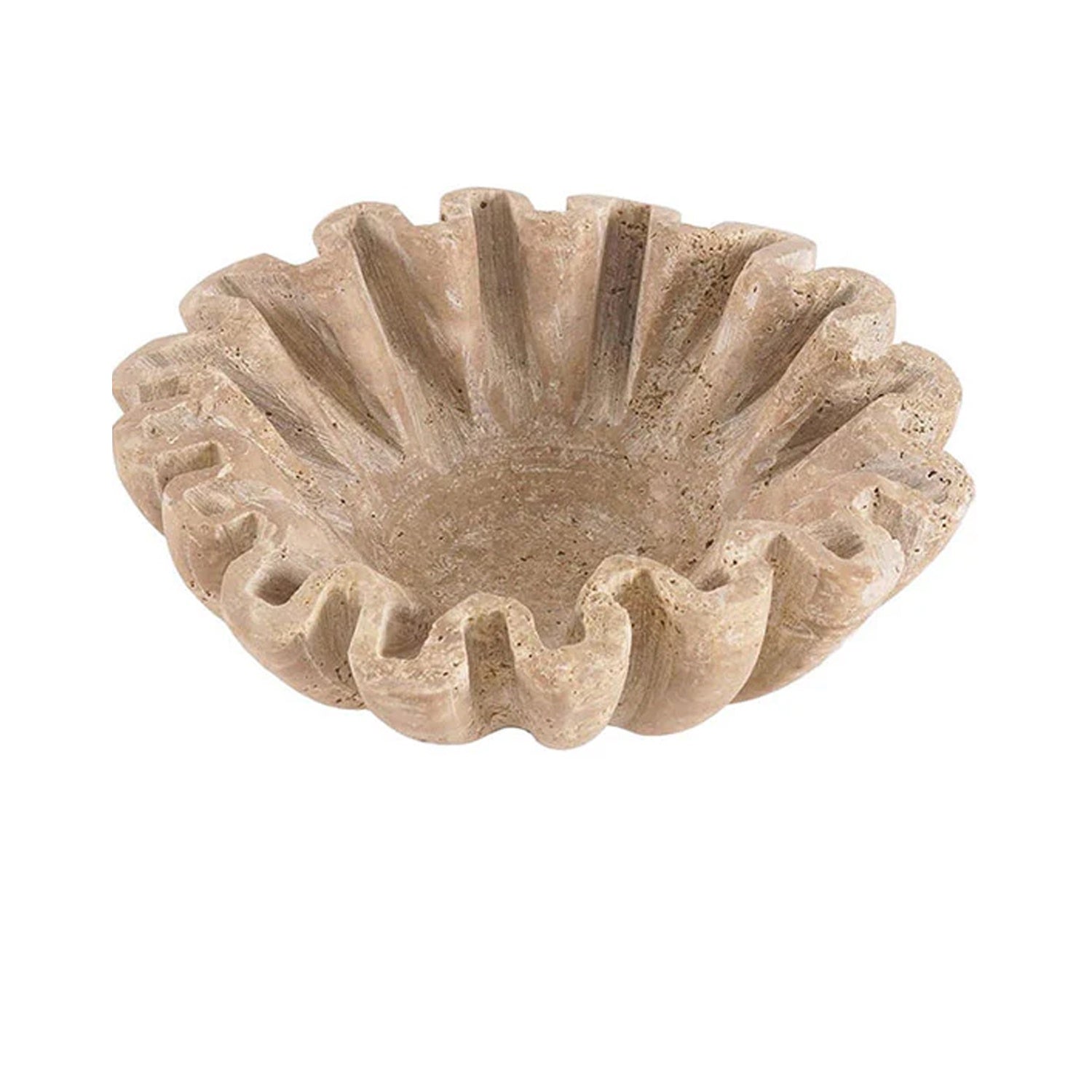 Bowl Marble Ruffle 15cm - Travertine