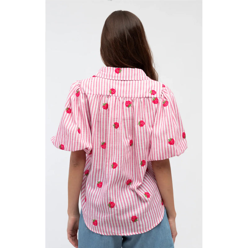 Top Strawberry Shirt - Pink Stripe