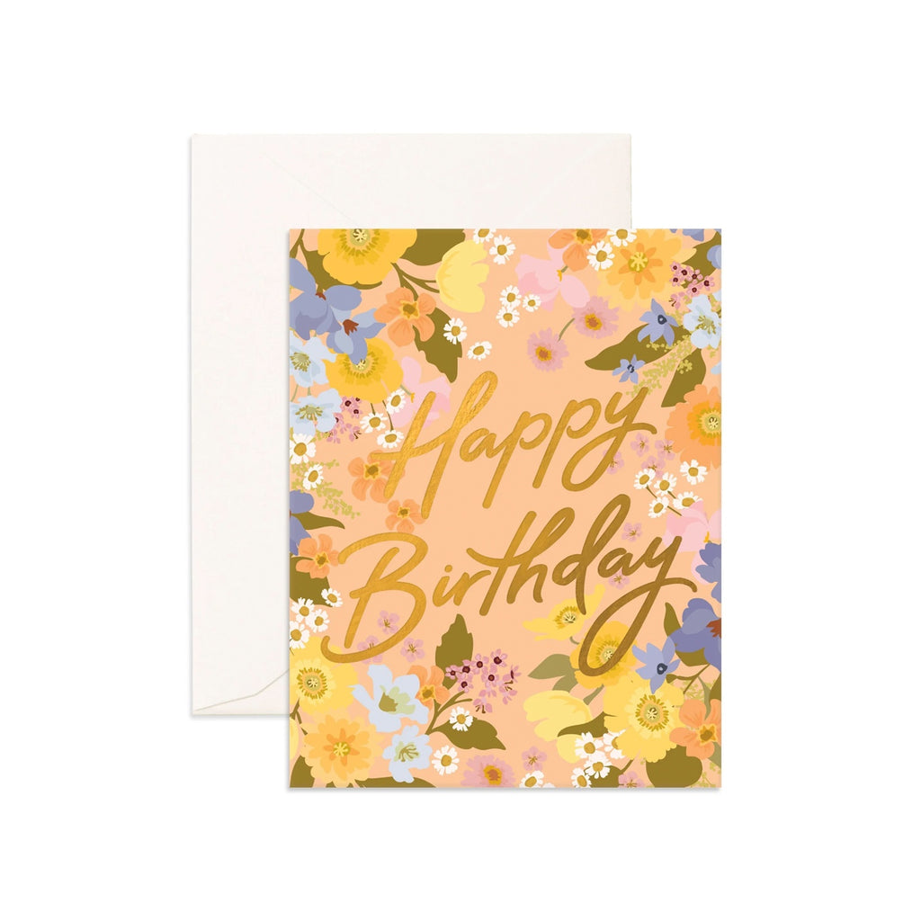 Card Birthday Spring Florals Peach