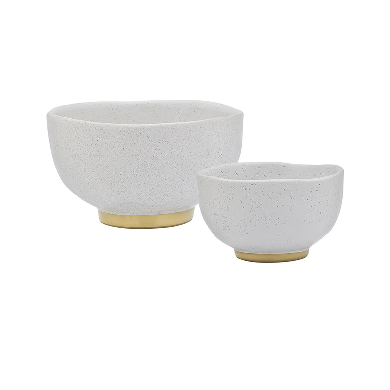 Bowl Set of 2 Speckle Foot  - Milk