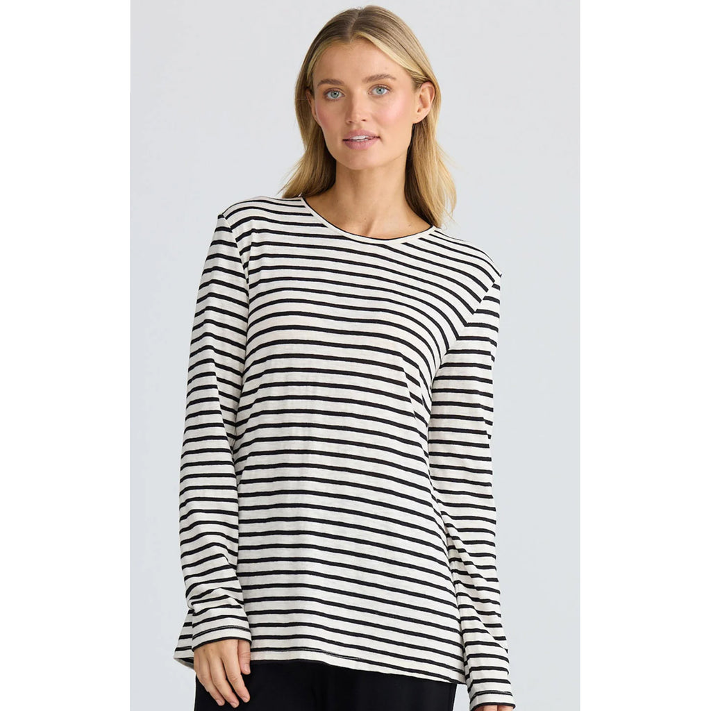 Top Sana LS Black Stripe