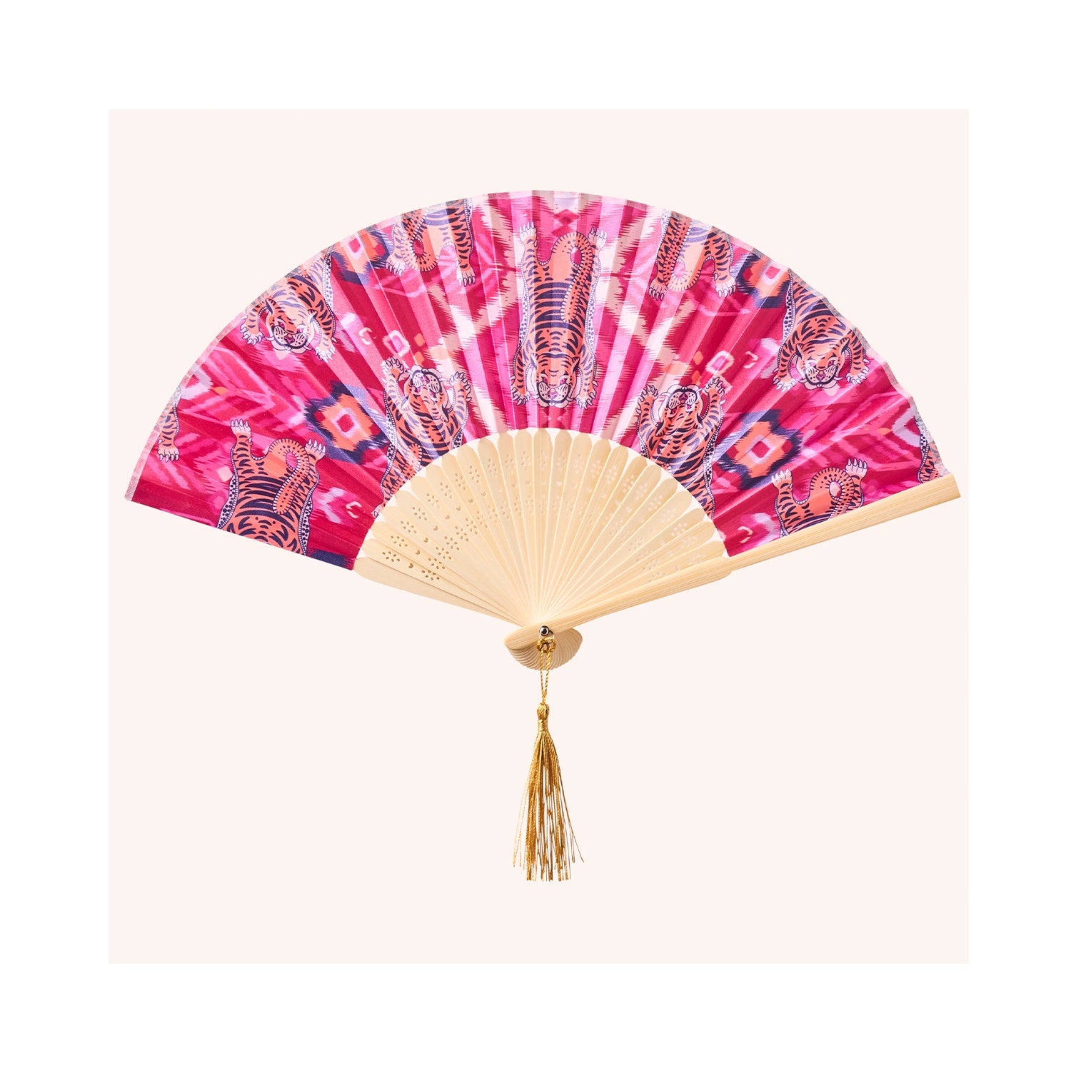 Fan Satin - Ikat Tigers
