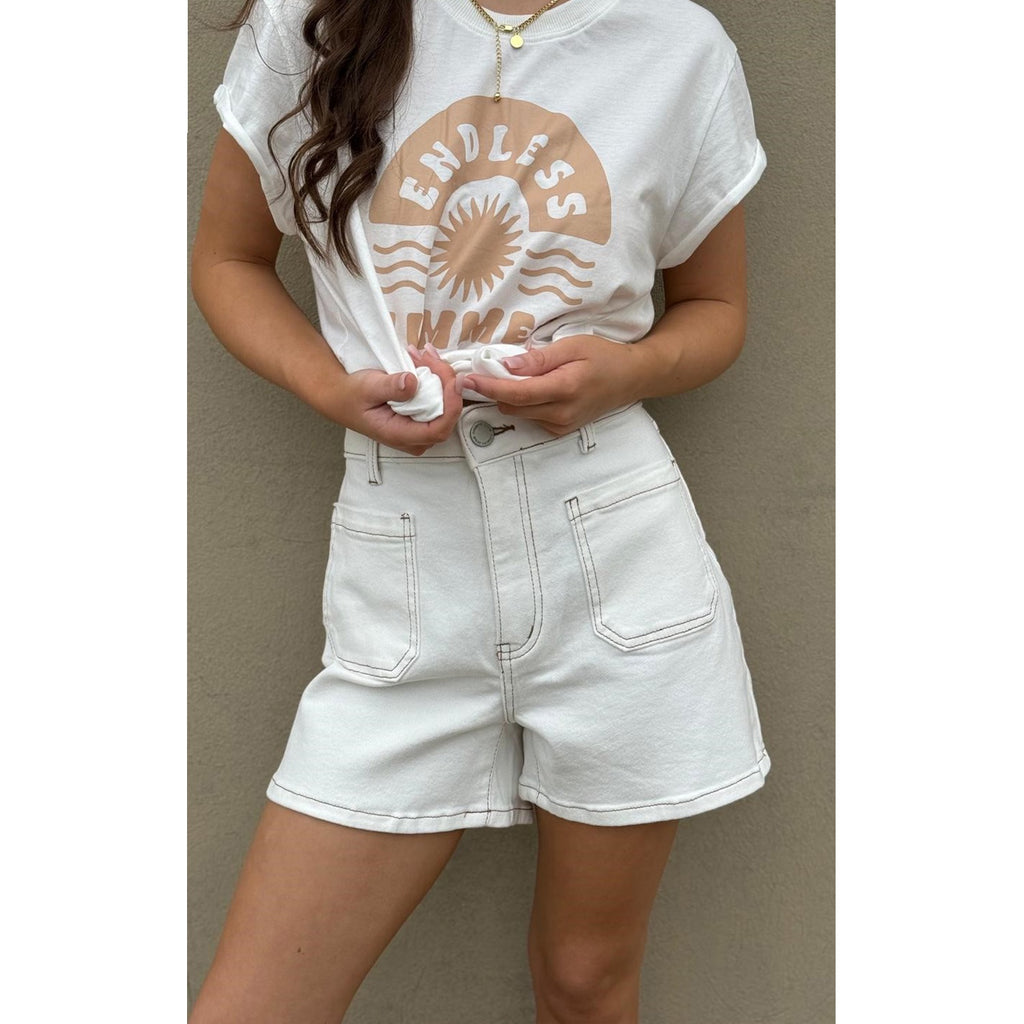 Shorts That 70s Denim - White