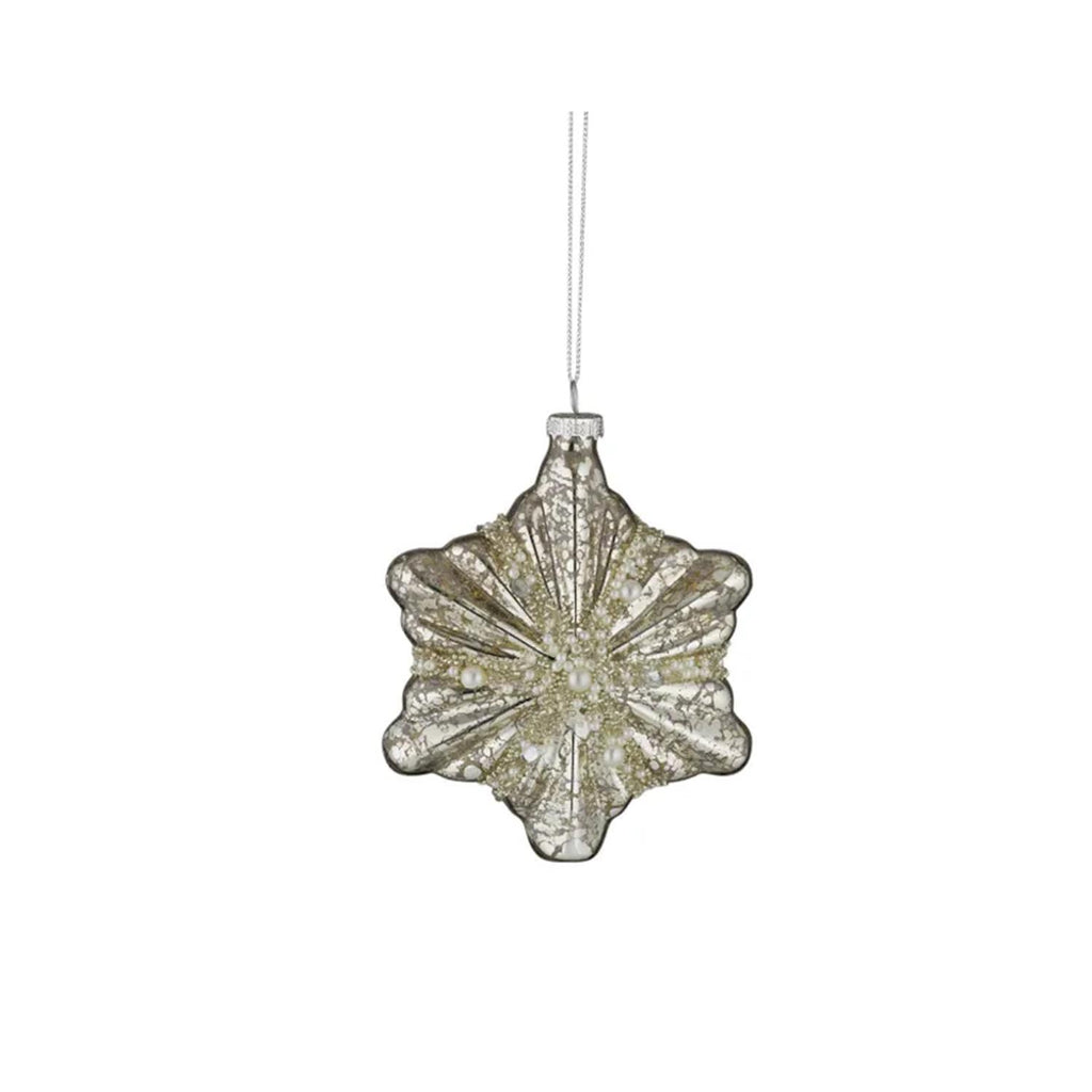 Silvery Star Orn Glass 10x4.5x12cm Silve