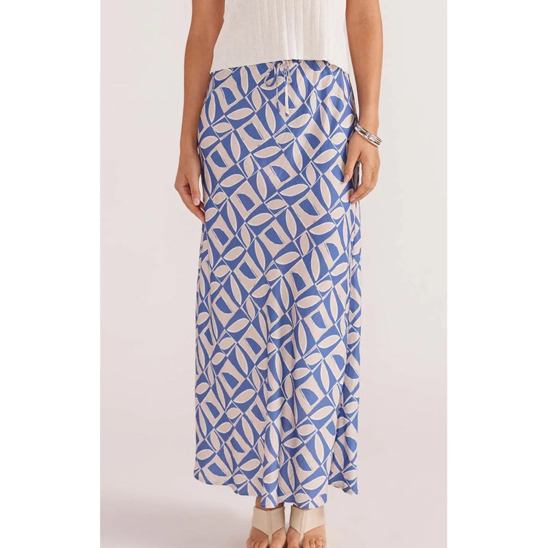 Skirt Alto Bias Midi - Blue Geo