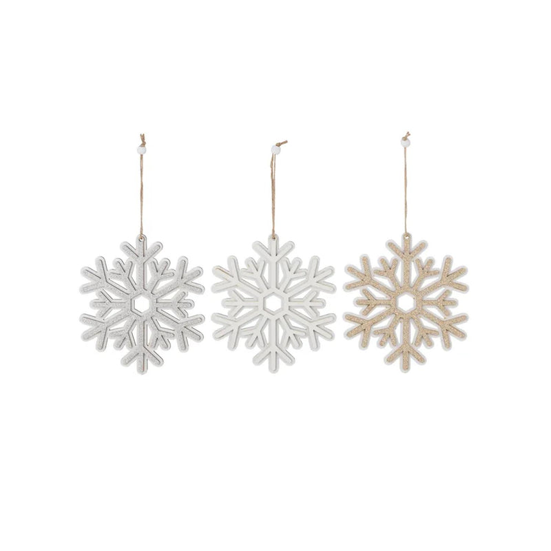 Snowflake Hang MDF 15cm Cham/Wht/Silv 3a