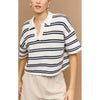 Top Solstice Knit Polo - White & Navy