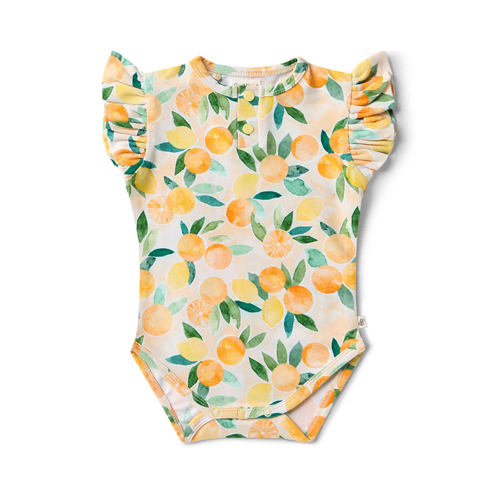 Baby Bodysuit Short Sleeve + Frill - Sunny Citrus