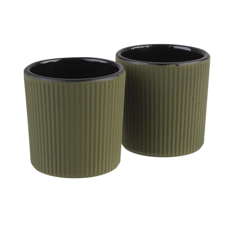 Tea Cup Cast Iron Serenity Set 2 - Olive