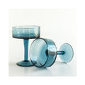 Coupe Glasses Handblown & Hammered Pair - Blue
