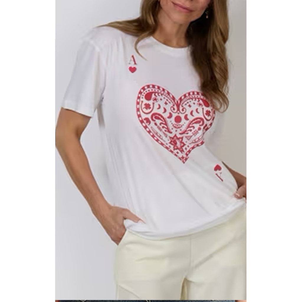 Top Ace Of Hearts Relaxed Tee - White