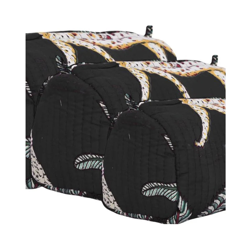 Pouch Quilted Cotton Jungle - Black - Medium