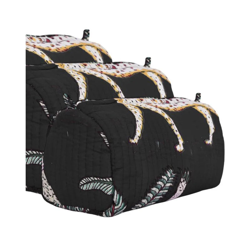 Pouch Quilted Cotton Jungle - Black - Small