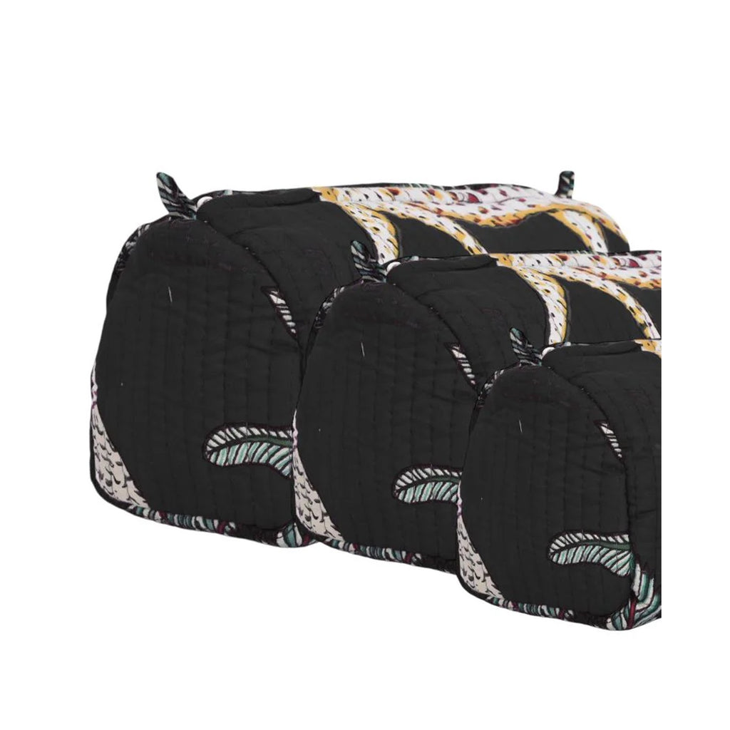 Pouch Quilted Cotton Jungle - Black - Large