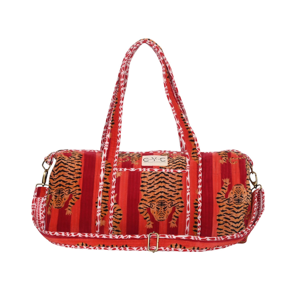 Bag Quilted Velvet Weekender Tibetan Tiger - Red